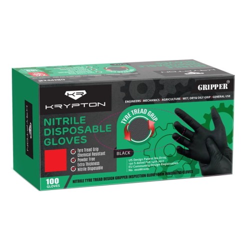 Rękawice nitrylowe grube GRIPPER czarne rozm. XL 100szt 